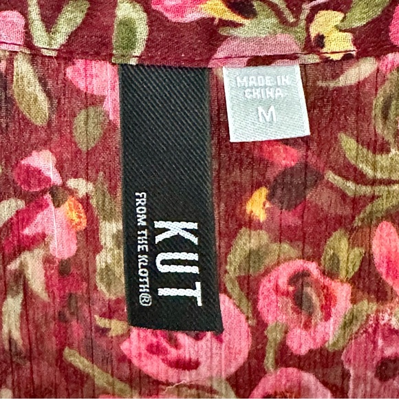 Kut From The Kloth Jasmine Chiffon Button-Up - Marsan Bordeaux Pink (EUC, M) - Picture 3 of 5